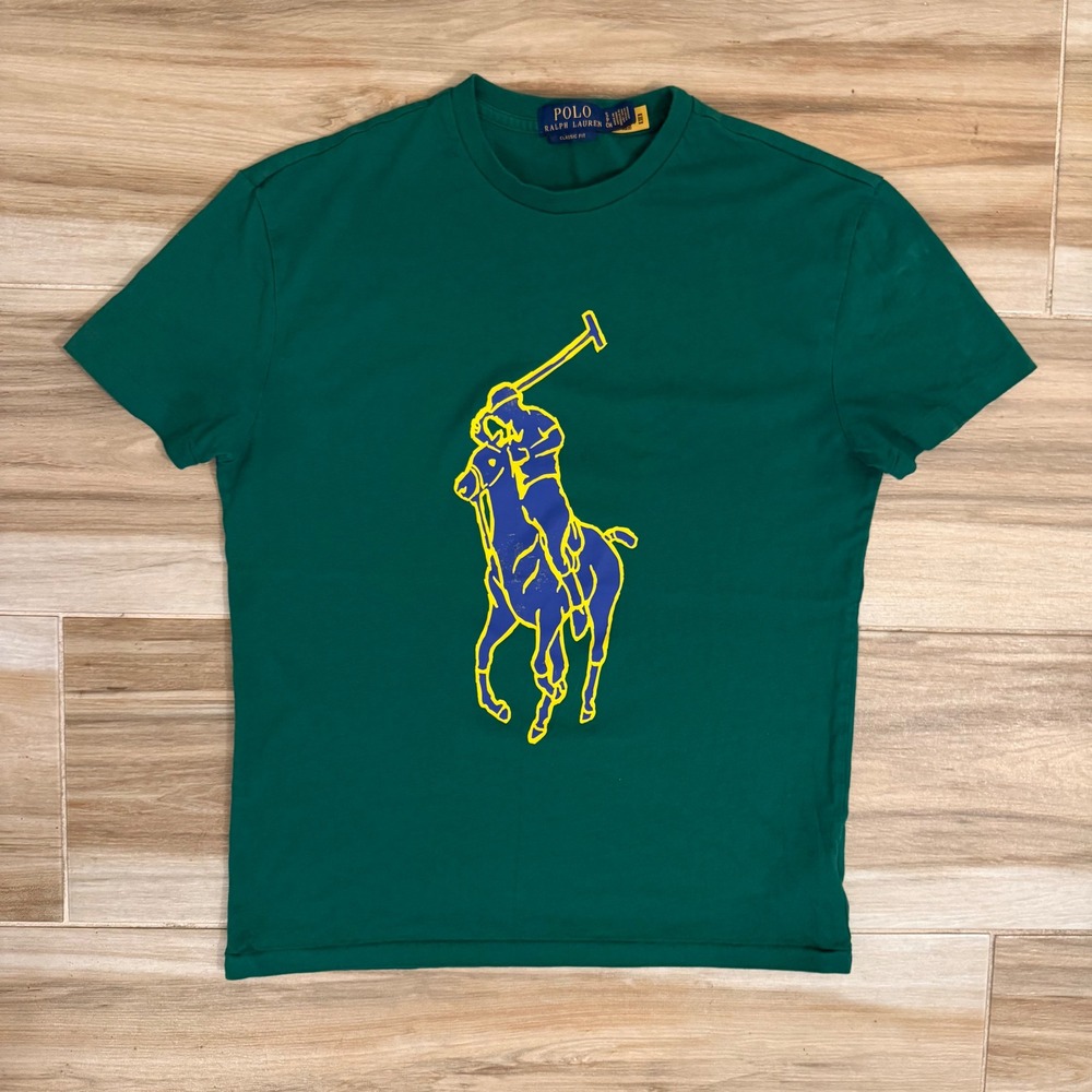 Polo Ralph Lauren Mens Green Big Pony Graphic T-Shirt Classic Fit Small